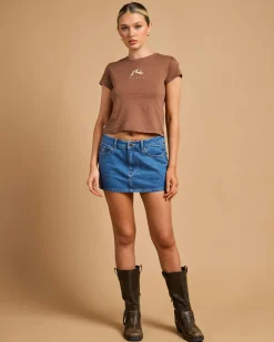 Denim|Bottoms*Rusty Risque` Micro Denim Skirt Middy Blue