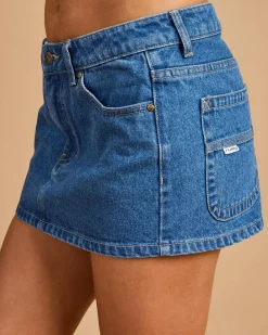 Denim|Bottoms*Rusty Risque` Micro Denim Skirt Middy Blue