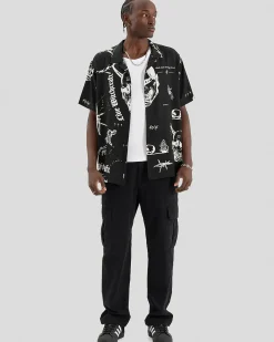 Tops & T-Shirts*Kiss Chacey Ritual Relaxed Resort Short Sleeve Shirt Black Print
