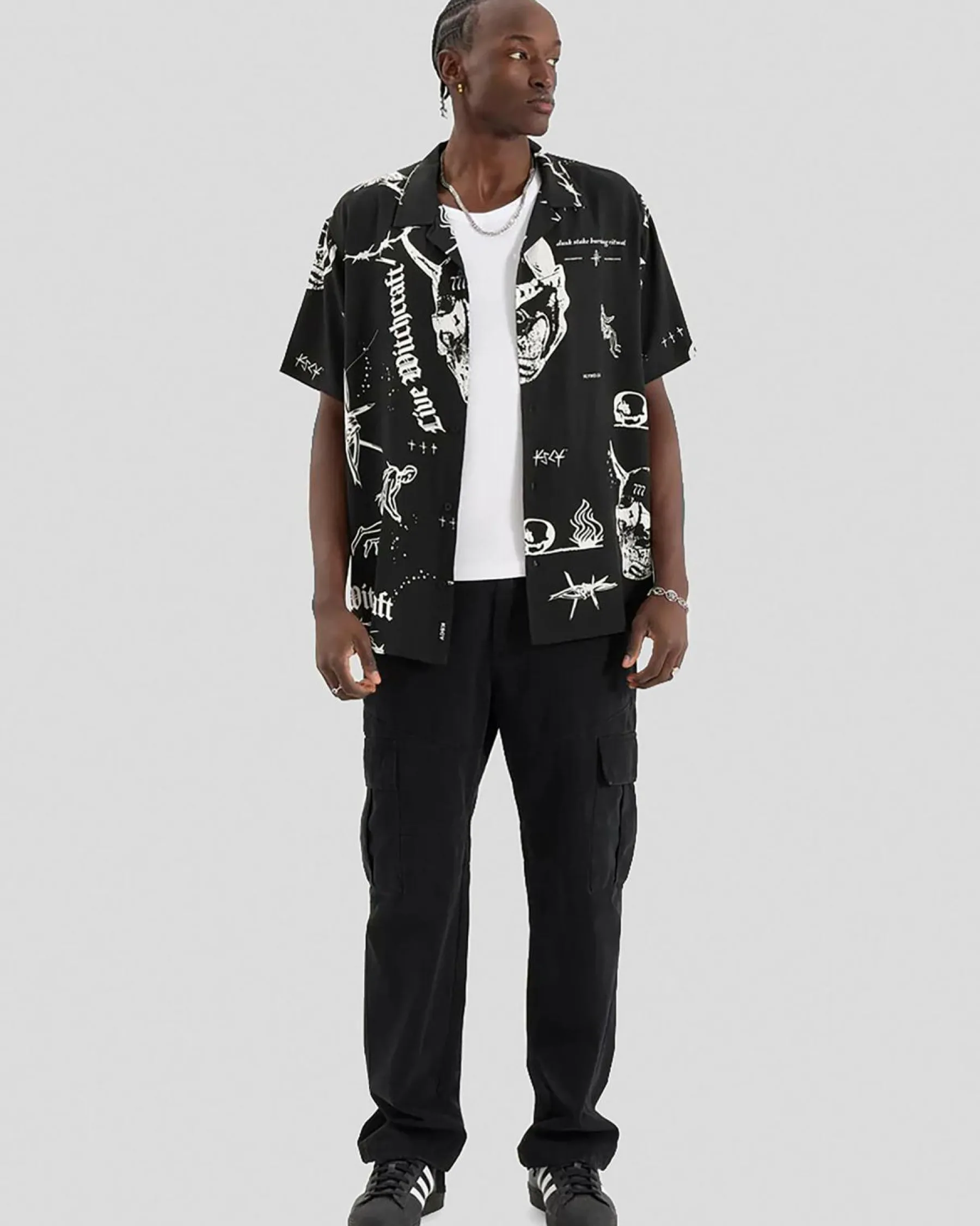 Tops & T-Shirts*Kiss Chacey Ritual Relaxed Resort Short Sleeve Shirt Black Print