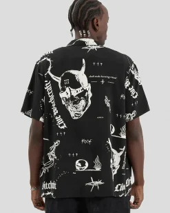 Tops & T-Shirts*Kiss Chacey Ritual Relaxed Resort Short Sleeve Shirt Black Print
