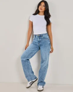 Denim|Bottoms*DESU Rocker Straight Leg Jeans Vintage Mid Blue