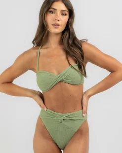 Bikinis*Topanga Rockford Twist High Waist Bikini Bottom Olive Tree
