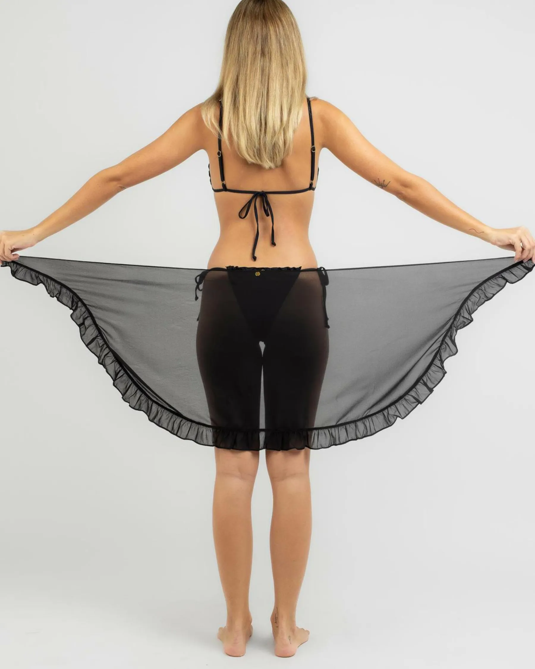Sarongs*Kaiami Roisin Frill Sarong Black