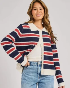 Knitwear|Jackets & Coats*Mint Vanilla Ronnie Knit Cardigan Navy/red Stripe