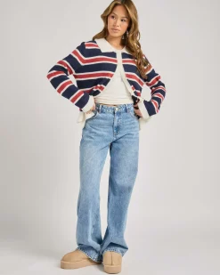 Knitwear|Jackets & Coats*Mint Vanilla Ronnie Knit Cardigan Navy/red Stripe