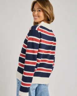 Knitwear|Jackets & Coats*Mint Vanilla Ronnie Knit Cardigan Navy/red Stripe