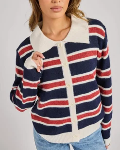 Knitwear|Jackets & Coats*Mint Vanilla Ronnie Knit Cardigan Navy/red Stripe