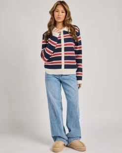Knitwear|Jackets & Coats*Mint Vanilla Ronnie Knit Cardigan Navy/red Stripe