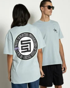 Tops & T-Shirts*S-Double Roots Dot T-Shirt Washed Steel