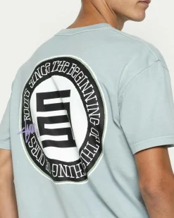 Tops & T-Shirts*S-Double Roots Dot T-Shirt Washed Steel