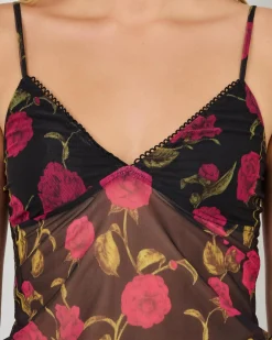 Tops*Mooloola Rosalie Cami Top Black Floral