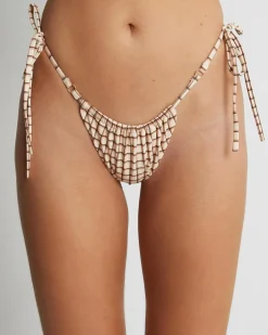 Best Rumi Check Gathered Tie Side Itsy Bikini Bottom Women Bikinis