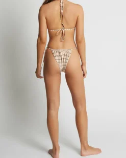 Best Rumi Check Gathered Tie Side Itsy Bikini Bottom Women Bikinis