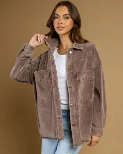 Jackets & Coats*Mooloola Ryder Cord Shacket Mocha