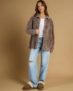 Jackets & Coats*Mooloola Ryder Cord Shacket Mocha
