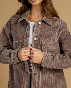 Jackets & Coats*Mooloola Ryder Cord Shacket Mocha