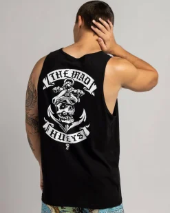 Tops & T-Shirts*The Mad Hueys Sailor Anchor Singlet Black