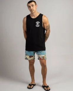 Tops & T-Shirts*The Mad Hueys Sailor Anchor Singlet Black