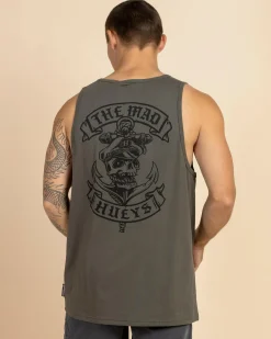 Tops & T-Shirts*The Mad Hueys Sailor Anchor Singlet Tank Charcoal