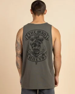 Tops & T-Shirts*The Mad Hueys Sailor Anchor Singlet Tank Charcoal
