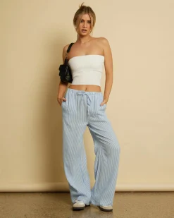 Linen Blend|Bottoms*Mooloola Sailor Pants Blue/white Stripe