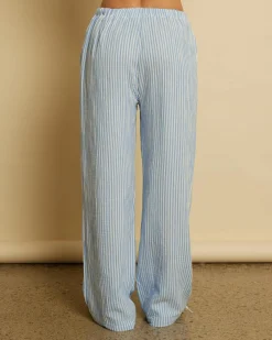 Linen Blend|Bottoms*Mooloola Sailor Pants Blue/white Stripe