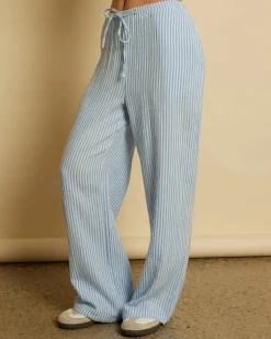 Linen Blend|Bottoms*Mooloola Sailor Pants Blue/white Stripe