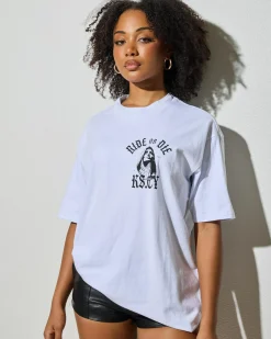 Tops*Kiss Chacey Saint Box Fit T-Shirt Optical White
