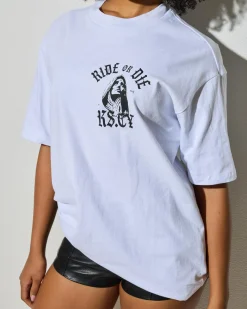 Tops*Kiss Chacey Saint Box Fit T-Shirt Optical White