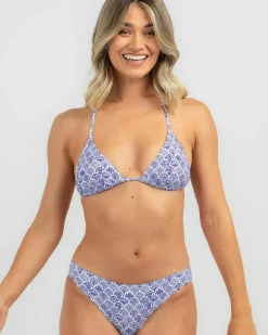 Bikinis*Topanga Salma Triangle Bikini Top Blue/white