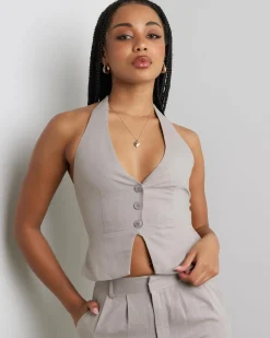 Saly Vanessa Vest Top Women Sets|Linen Blend