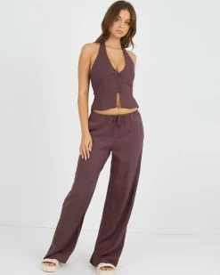 Sets|Linen Blend*Mooloola Saly Vanessa Vest Top Espresso
