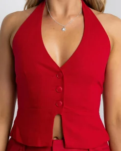 Hot Saly Vanessa Vest Top Women Sets|Linen Blend