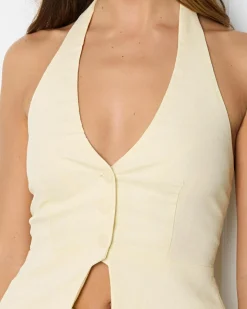 Sets|Linen Blend*Mooloola Saly Vanessa Vest Top Butter