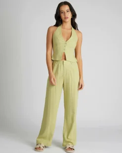 Sets|Linen Blend*Mooloola Saly Vanessa Vest Top Pistachio