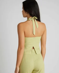 Sets|Linen Blend*Mooloola Saly Vanessa Vest Top Pistachio