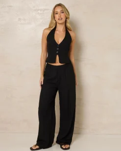 Linen Blend|Sets*Mooloola Saly Vanessa Vest Top Black