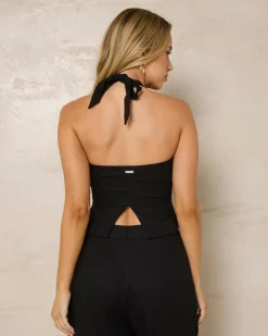 Linen Blend|Sets*Mooloola Saly Vanessa Vest Top Black