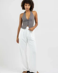 Sets|Linen Blend*Mooloola Saly Vanessa Vest Top Charcoal