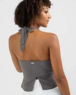 Sets|Linen Blend*Mooloola Saly Vanessa Vest Top Charcoal