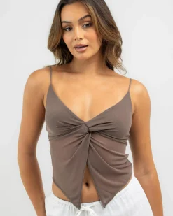 Tops*Ava And Ever Sammy Mesh Top Taupe