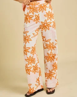 Linen Blend|Bottoms*Rhythm Sanctuary Floral Pants White