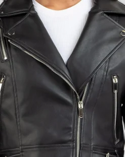 Discount Sandy Faux Leather Jacket Women Jackets & Coats