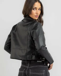 Discount Sandy Faux Leather Jacket Women Jackets & Coats
