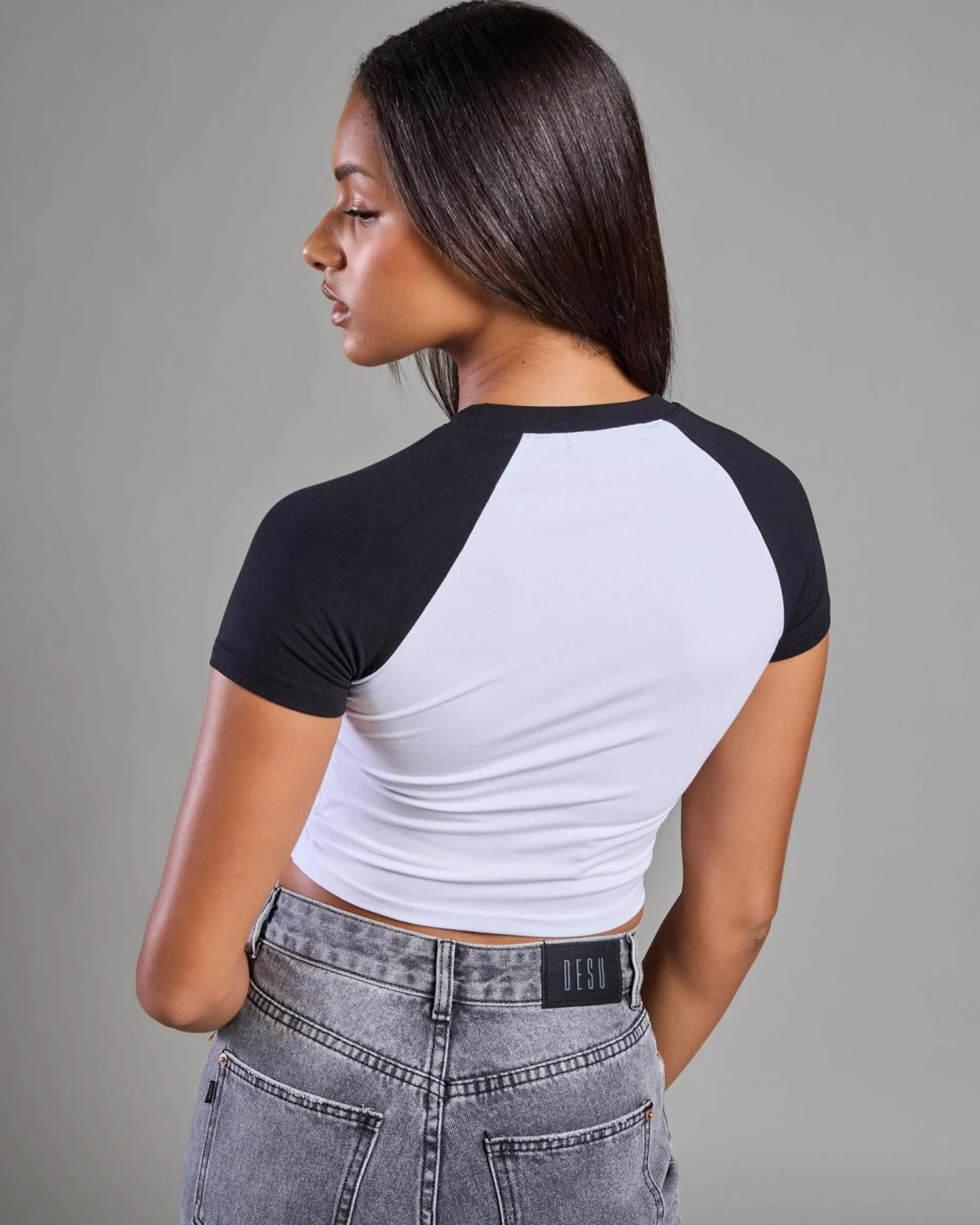 Tops*Ava And Ever Sandy Raglan Baby Tee White/black