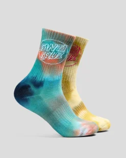 Socks & Accesories*Santa Cruz Boys' Opus Dot Crew Socks 2 Pack Moss Tdye/ Dk Blue Tdye
