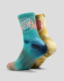 Socks & Accesories*Santa Cruz Boys' Opus Dot Crew Socks 2 Pack Moss Tdye/ Dk Blue Tdye