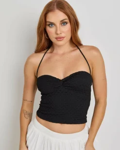 Sets|Tops*Mooloola Saski Halter Top Black