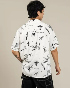 Tops & T-Shirts*Kiss Chacey Scatter Resort Short Sleeve Shirt White Print